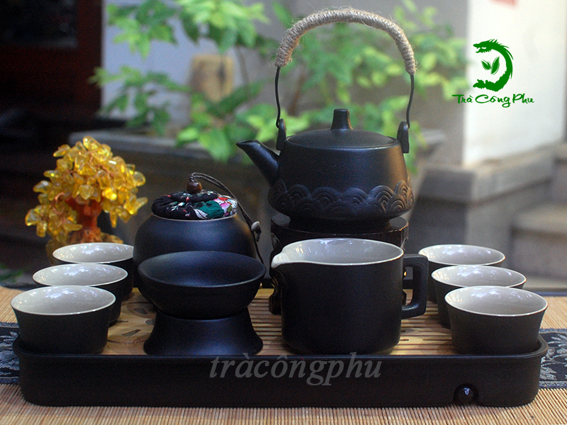 Bộ Ấm Chén Gốm Sứ đen - BAC444